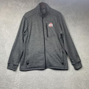 Ohio State Buckeyes Jacket Mens Large Gray NCAA Basketball Zip Scarlet & Gray